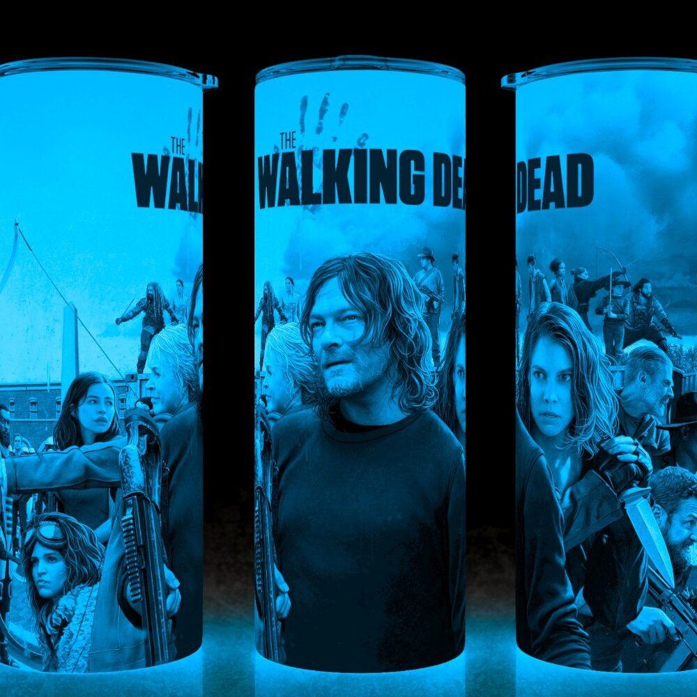 Glow in the Dark Daryl Dixon and Rick Grimes Zombie Walking Dead Cup Mug Tumbler